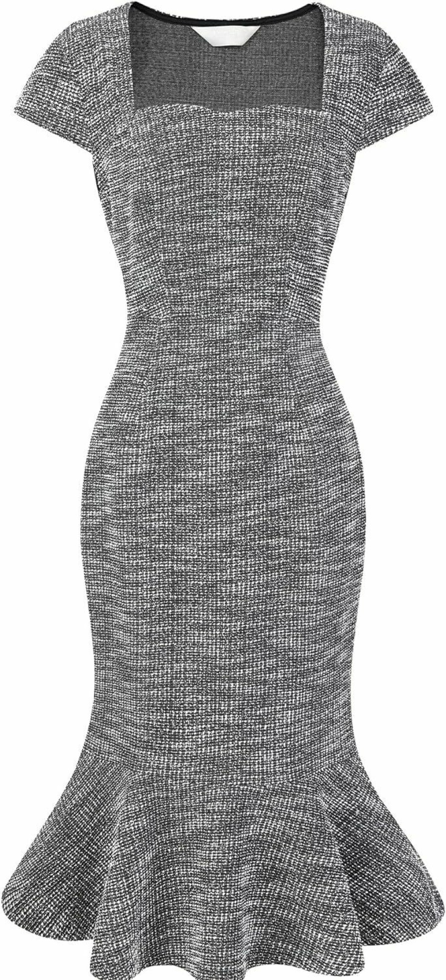 Online Hobemty Women'S Tweed Fishtail Dress Square Neck Cap Sleeve Formal Work Dresses