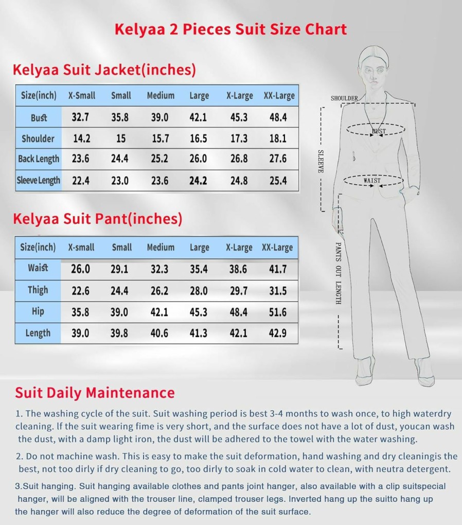 Best Kelyaa Women'S 2 Piece Suit Lady 2 Button Business Work Office Slim Fit Blazer Jacket Pants Set