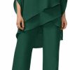 Hot Zongqiven Zongqiven Women'S Elegant Chiffon Pantsuits 2 Pieces Half Sleeve Crew Neck Mother Of Bride Suits