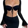 Online Generic The Mod Sexy Long Sleeve Top Matching Midi/Full Length Skirt Party Night Club And Beach Women Two Piece