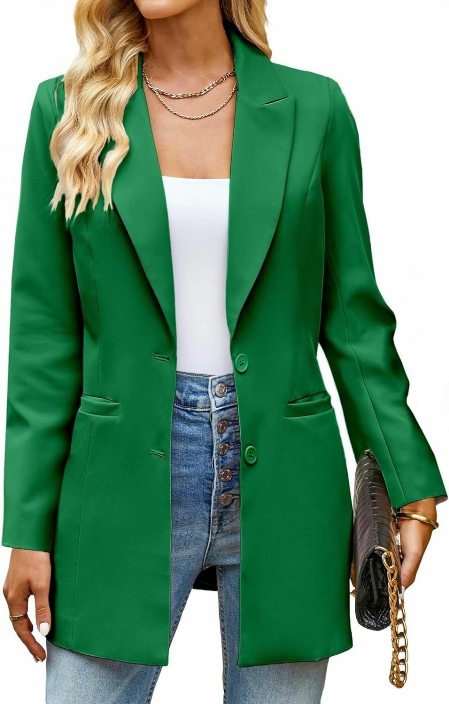 New luvamia Luvamia 2024 Blazers For Women Business Casual Long Blazer Jackets Dressy Work Professional Office Outfits Lapel Pockets