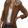 Clearance YMING Yming Women'S Lapel Open Front Work Blazer One Button Long Sleeve Jackets Office Solid Color Cardigan With Pockets