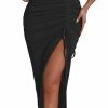 Clearance Verdusa Verdusa Women'S 2 Piece Outfit Mock Neck Crop Tank Top And Drawstring Split Skirt Sets