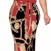 New ThusFar Women'S Bodycon Dress Midi Work Casual Floral Prints Pencil Dresses With Belt