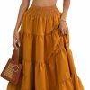 Hot Floerns Floerns Women'S 2 Piece Outfit Boho Solid Square Neck Crop Top And Ruffle Skirt Set