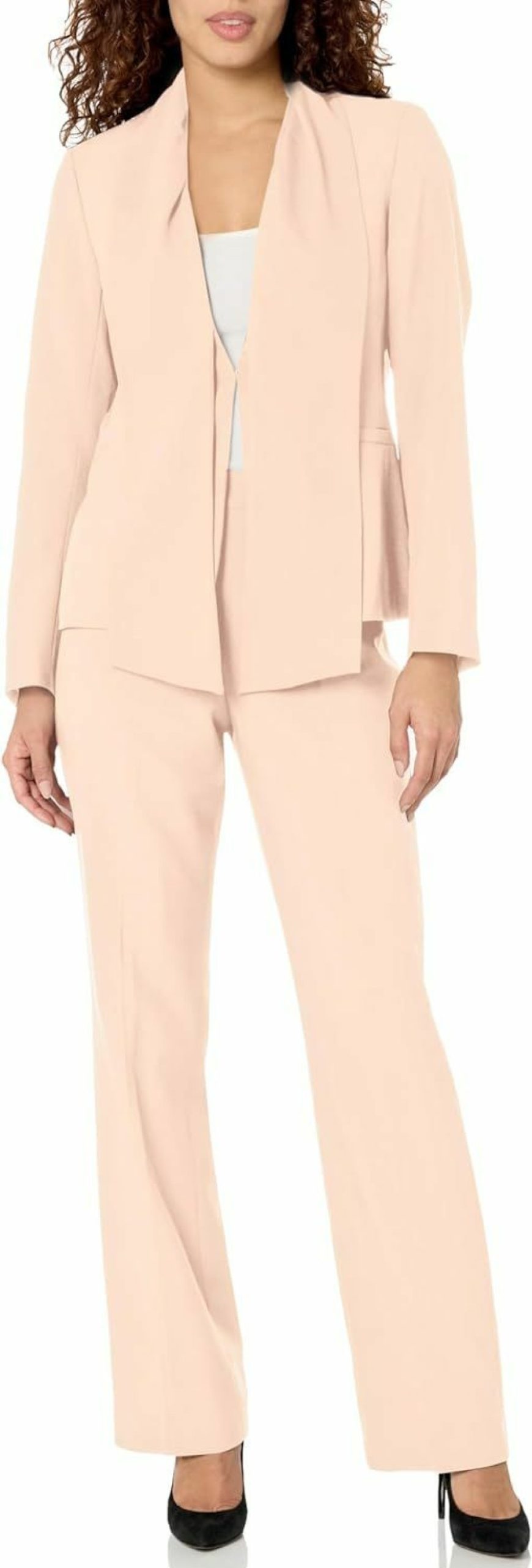 New Le Suit Women'S Scarf Collared Jkt & Audrey Size Zip Pant