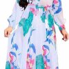 Online BOGURST Bogurst Plus Size Maxi Dress For Women Chiffon Deep V-Neck Printed Loose Summer Beach Dresses