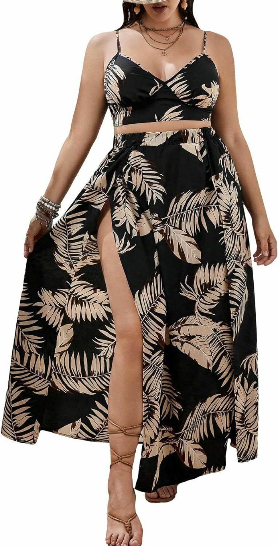 Online SOLY HUX Soly Hux Women'S Plus Size Summer Tropical Print Cami Top Split Skirt Set 2 Piece Outfit