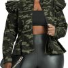 Clearance LifeShe Lifeshe Women'S Zip Up Ruffle Sleeve Peplum Camo Jacket Blazers Camouflage Denim Jean Jackets