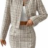 Wholesale SweatyRocks Sweatyrocks Women'S Business Suit 2 Pieces Tweed Blazer Jacket Coat And Skirt Set