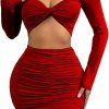 Clearance AZ thriving Women'S Sexy Club Night Dress Party Ruched Dresses