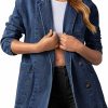 New Tankaneo Tankaneo Womens Oversized Denim Jacket Casual Button Up Blazer Notched Lapel Jean Shacket Coat