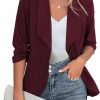 Online Beyove Beyove Women'S 3/4 Sleeve Blazer Open Front Cardigan Jacket Work Office Blazer Wine Red L