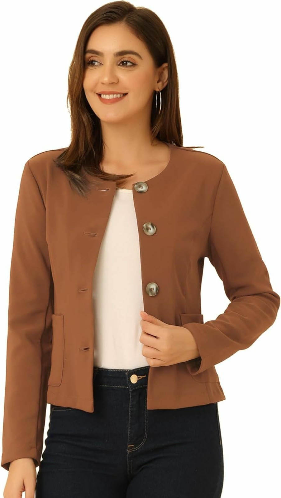 Clearance Allegra K Allegra K Women'S Fall Casual Jacket Elegant Button Front Work Office Blazer