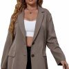 New WDIRARA Wdirara Women'S Plus Size Button Front Long Sleeve Blazer Work Office Jacket