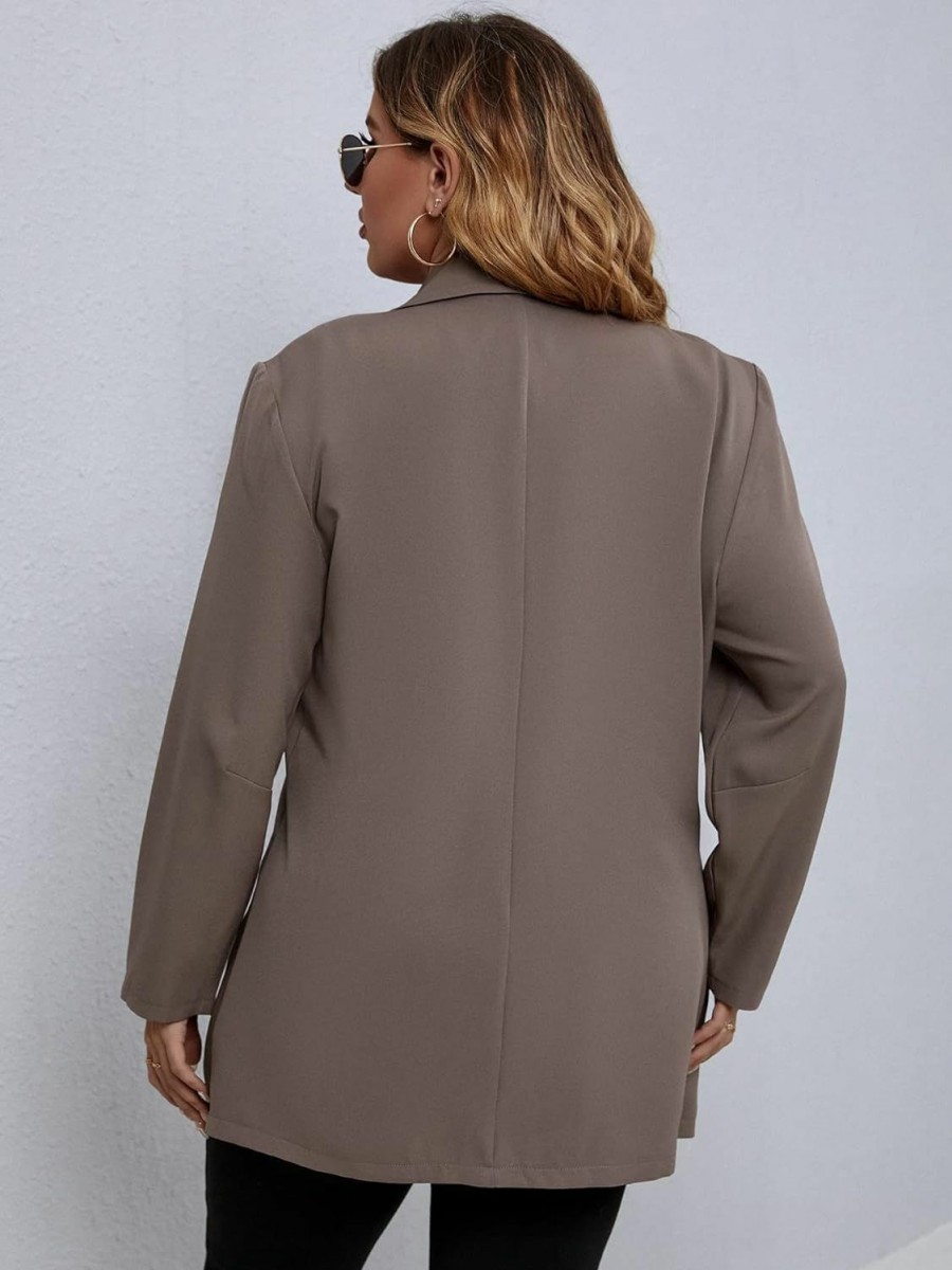 New WDIRARA Wdirara Women'S Plus Size Button Front Long Sleeve Blazer Work Office Jacket