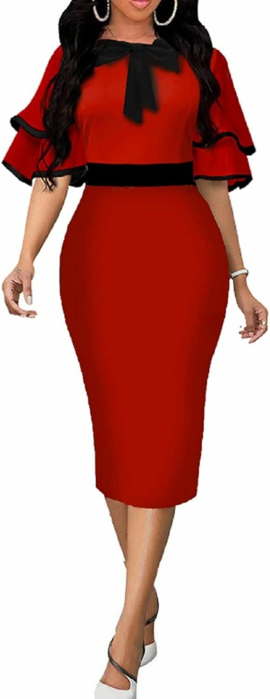 Hot Xinlees Xinlees Women'S Elegant Pencil Dress For Women Casual Midi Dresses Outfits Business Sexy Bodycon Dress