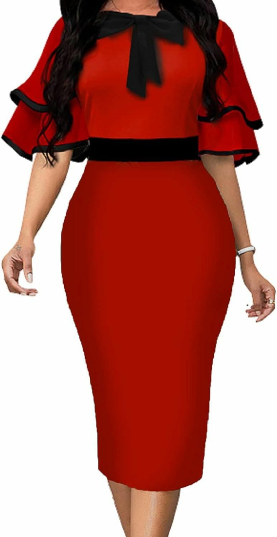 Hot Xinlees Xinlees Women'S Elegant Pencil Dress For Women Casual Midi Dresses Outfits Business Sexy Bodycon Dress