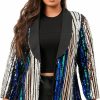 Wholesale IWFEV Iwfev Plus Size Sequin Blazer Three-Quarter Sleeve Jacket Color Block Coat Shawl Collar Women'S Casual Top