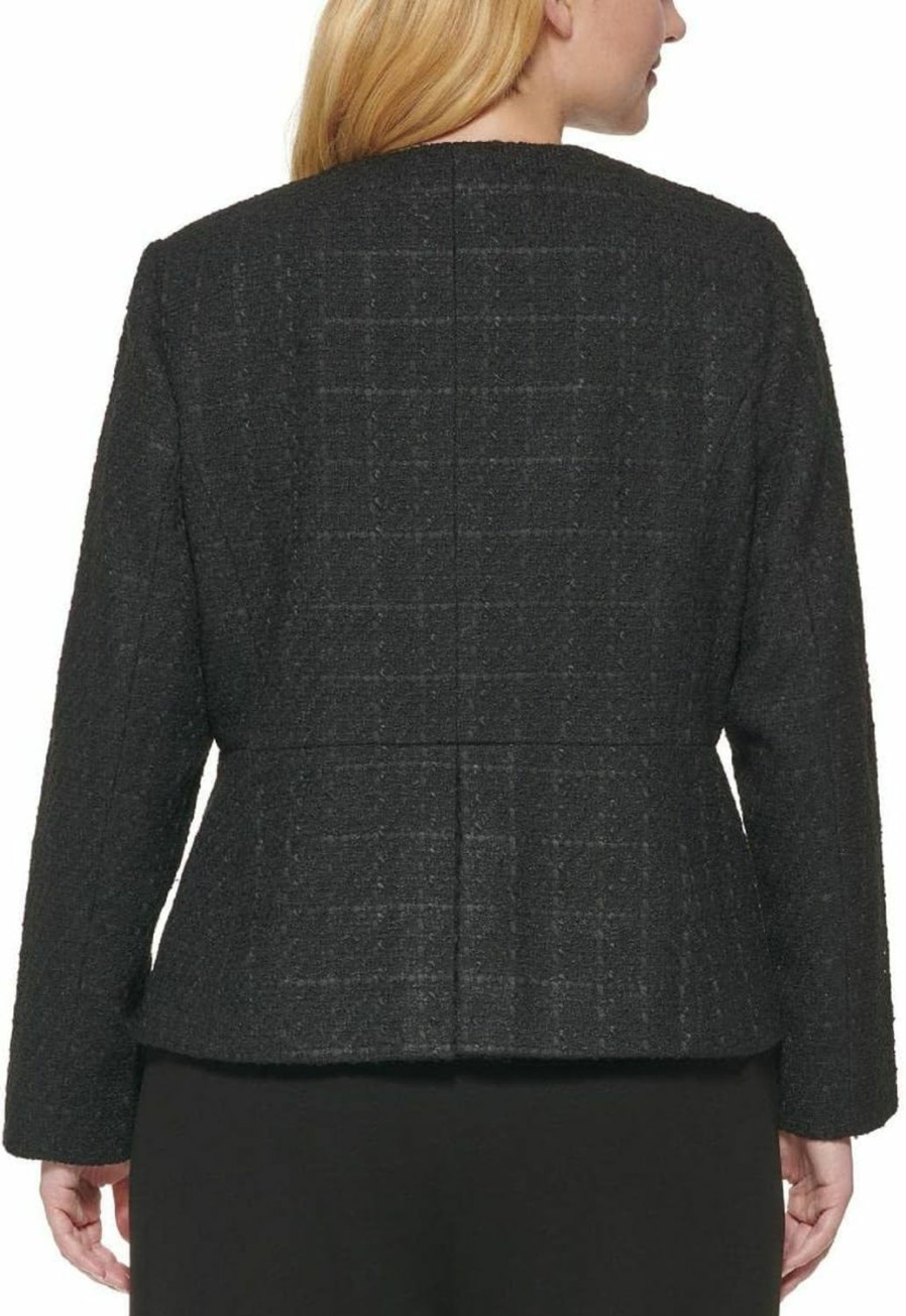 Clearance Calvin Klein Calvin Klein Womens Tweed Office Collarless Blazer