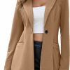 Online PITINAN Womens Blazer Casual Long Sleeve Open Front Cardigan Work Office Blazer Jackets With Zipper Pockets S-3Xl