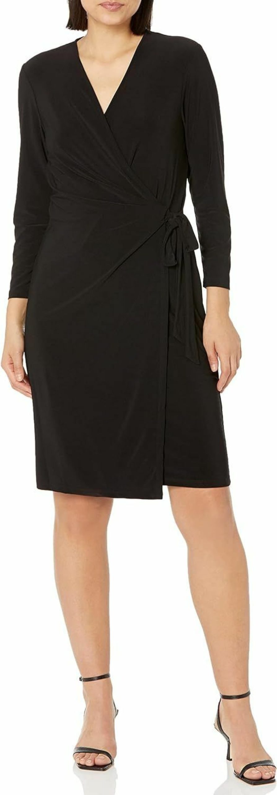 New Anne Klein Anne Klein Women'S Classic V-Neck Faux Wrap Dress