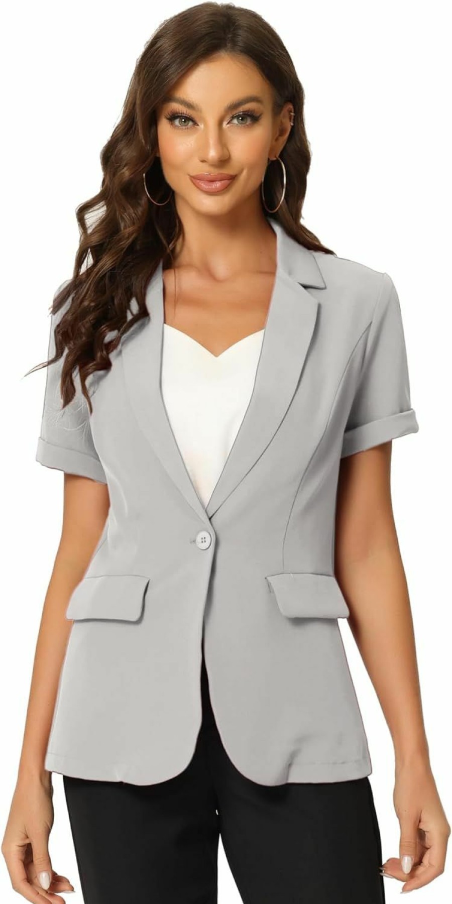 Wholesale Allegra K Allegra K Women'S 1 Button Office Business Short Sleeve Blazer Jacket