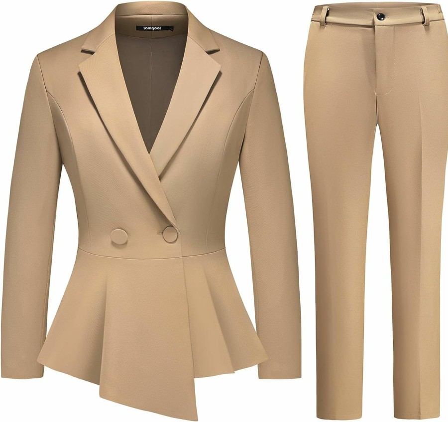 Hot Lamgool Lamgool Women'S Suit Outfits Set 2 Piece Ruffle Blazer With Pants Suit Set Long Sleeve Business Casual