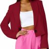 Hot Rooscier Rooscier Women'S Lapel Neck Long Sleeve Single Button Open Front Elegant Crop Blazer