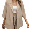 New Verdusa Verdusa Women'S 2 Pieces Outfits 3/4 Sleeve Blazer And Belted Shorts Suit Set