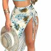 Hot COZYEASE Cozyease Women'S 2 Piece Set Sleeveless Cut Out Ruched Crop Top Tropical Split Drawstring Skirt Vacation Outfits