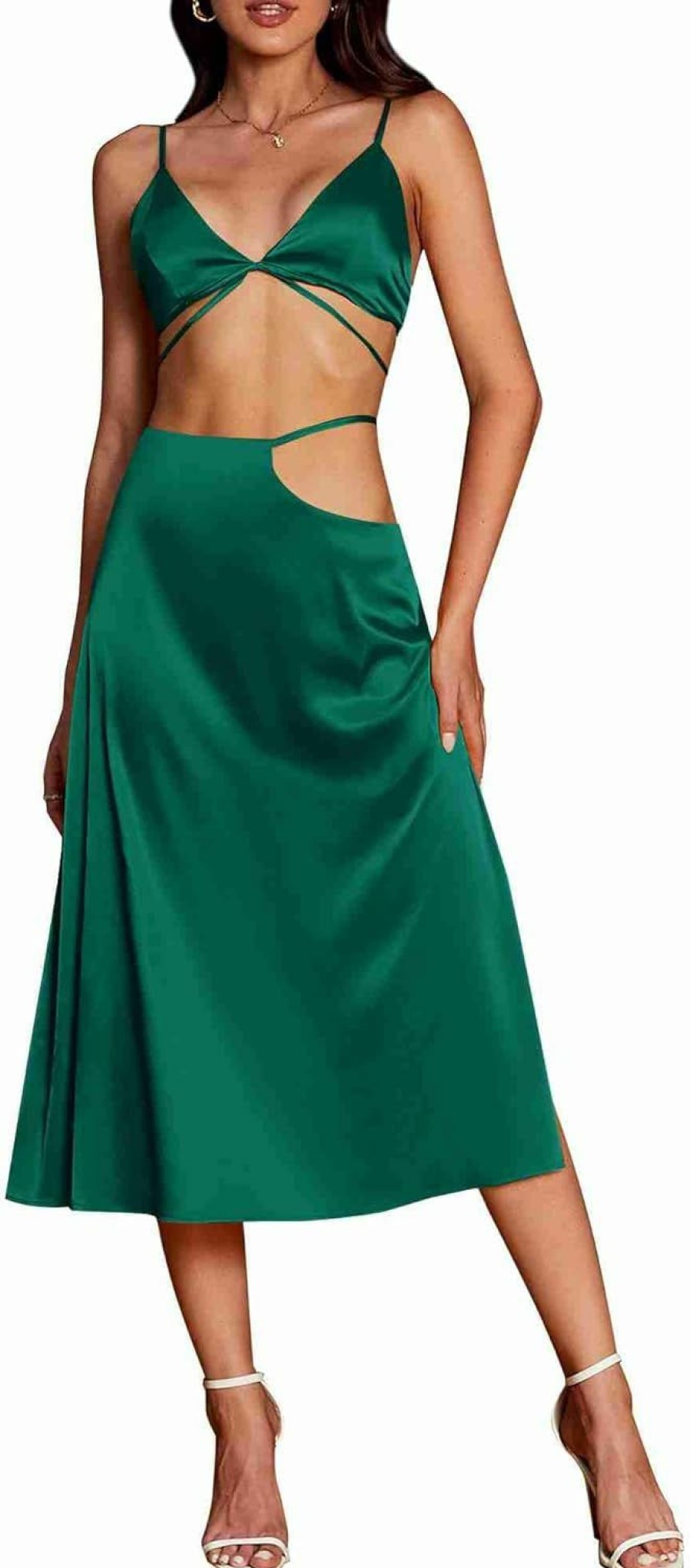 Best ZAFUL Zaful 2024 Satin Two Piece Outfits Skirt Set Sexy Wedding Guest Dresses For Women Y2K Date Night Valentine Bodycon Vegas