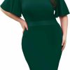 Online KIMCURVY Kimcurvy Women Plus Size Basic Bodycon Ruffle Sleeve Elegant Slim Fit Pencil Dress