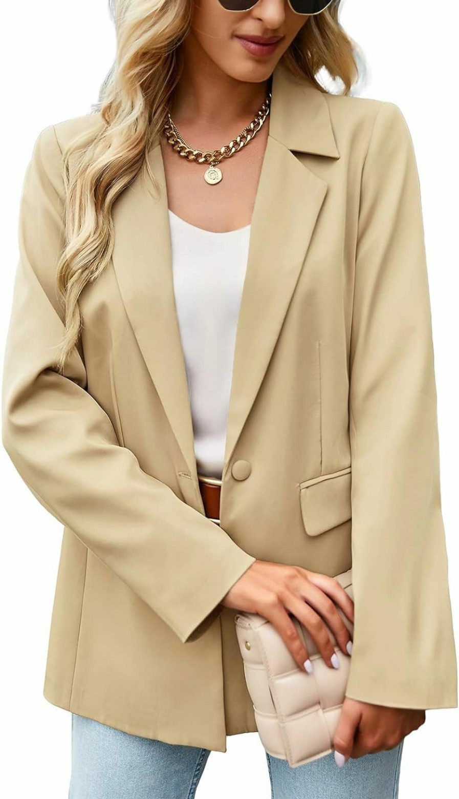 Wholesale Lamgool Lamgool Women'S Long Sleeve Blazer Casual Open Front Office Jacket With Lapel Pockets For Work