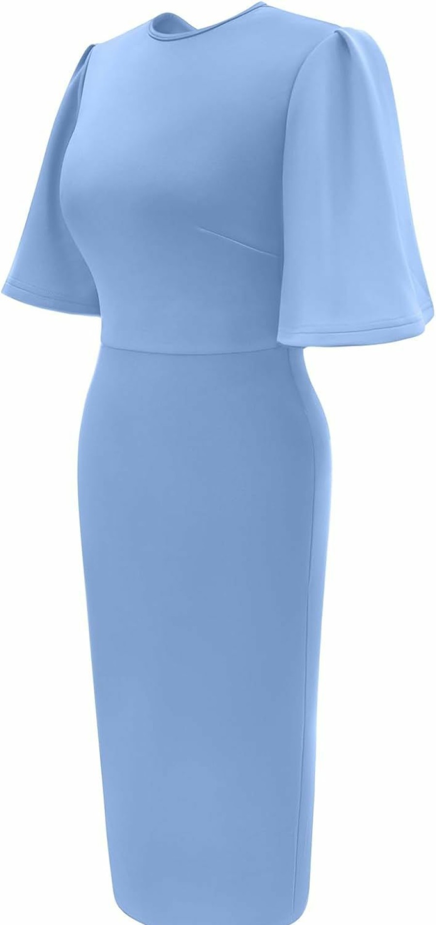 Clearance Memoriesea Memoriesea Women'S Basic Bodycon Ruffle Flared Short Sleeve Pencil Midi Dress