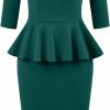 Online MUXXN Muxxn Women'S 50S Vintage Bodycon 3/4 Sleeve Midi Peplum Business Formal Work Pencil Dresses