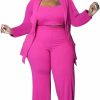 Online Dmoled Women Plus Size 3 Piece Sets Outfit Tracksuit Blazer Jacket And Wide Leg Long Pants Business Office Lady Suits Sets