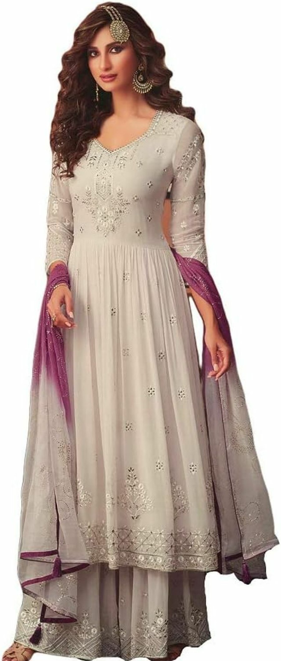 Clearance Generic Alamara Fashion Pakistani Indian Georgette With Embroidery Work Salwar Kameez Palazzo Suit Ready To Wear