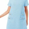 New Wenrine Wenrine Women'S Tweed Mini Dress Short Sleeve Crew Neck Work Office Elagant Formal Summer A Line Dresses