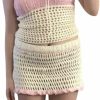 Clearance Juakoso Juakoso Women Y2K 2 Piece Outfits Crochet Knit Shorts Skirt Sets Hollow Out Slim Crop Top Shorts Mini Skirts Beach Outfits