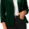 Hot MINTLIMIT Mintlimit Women'S Velvet Blazer 3/4 Ruched Sleeve Jacket Shawl Lapel Open Front Casual Blazers Jackets