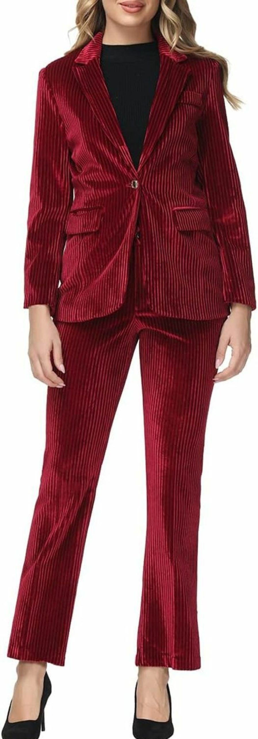 Wholesale MODFUL Modful Velvet Pant Suits For Women 2 Piece Set Casual Business Office Vintage Trouser-Suit