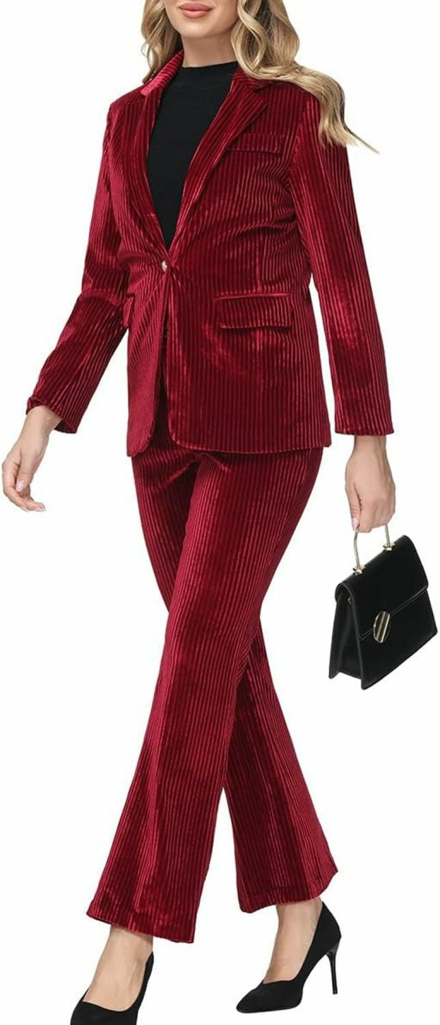 Wholesale MODFUL Modful Velvet Pant Suits For Women 2 Piece Set Casual Business Office Vintage Trouser-Suit