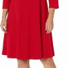 Clearance London Times London Times Women'S Crepe Fit And Flare Midi With Waist Button Detail