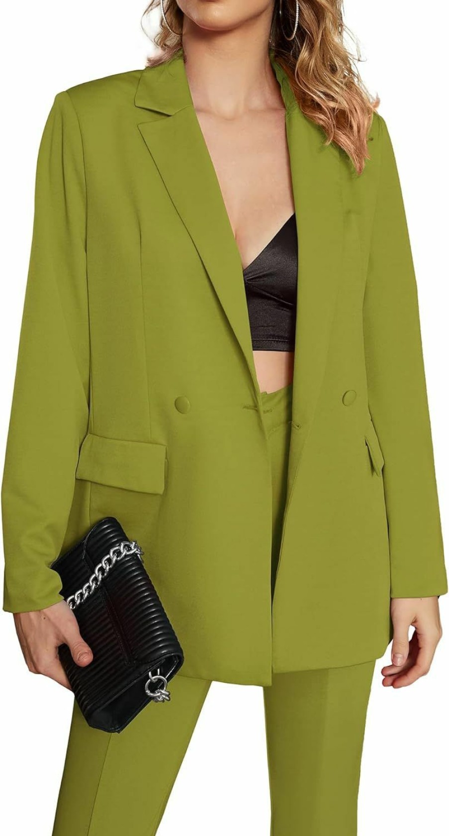 New EXTRO&VERT Extro&Vert Women Blazer Oversized Long Sleeve Lapel Button Boyfriend Casual Office Suit Jacket