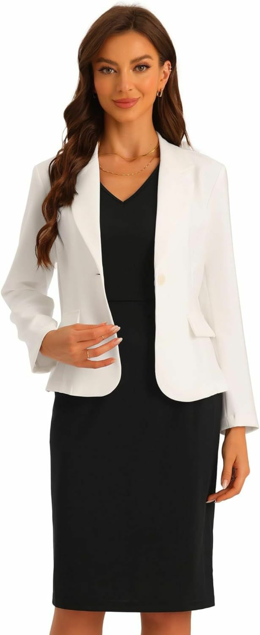 Hot Allegra K Allegra K Business Dress Suit Sets For Women'S 2 Piece Outfit Work Office Notched Lapel Jacket Blazer Solid V Neck Dress