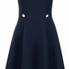 New Hobemty Women'S Church Sleeveless Dresses 2024 Boat Neck Office A-Line Dress