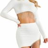 Online Verdusa Verdusa Women'S 2 Piece Outfit Rhinestone Fringe Long Sleeve Crop Top And Bodycon Skirt Set