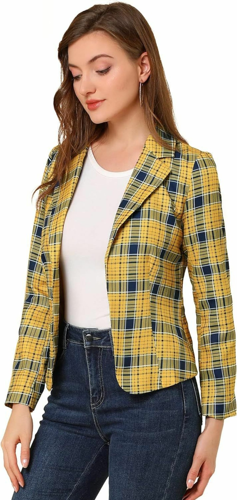 Best Allegra K Allegra K Women'S Open Front Notch Lapel Printed Casual Office Blazer Jacket