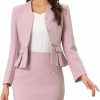 Clearance Allegra K Allegra K Business Suit Sets For Women'S 2 Piece Outfits Collarless Peplum Blazer Formal Pencil Skirt Suit